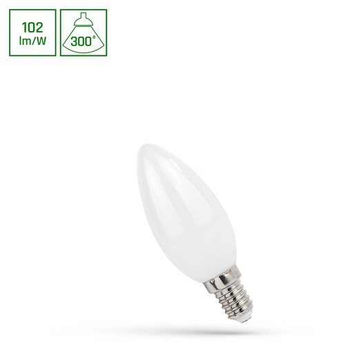 E14 4W LED kertepære - C37, 400lm, 2700K, mælkehvid, COG filament