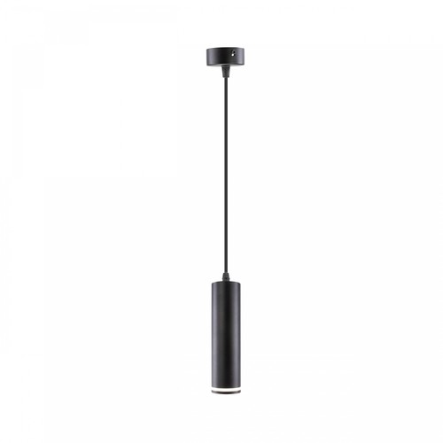 GU10 pendel - Ø5,5cm x 20cm, sort med ring, uden lyskilde