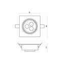 Fiale LED 3x1W 45° 230V - Firkantet, Varm hvid