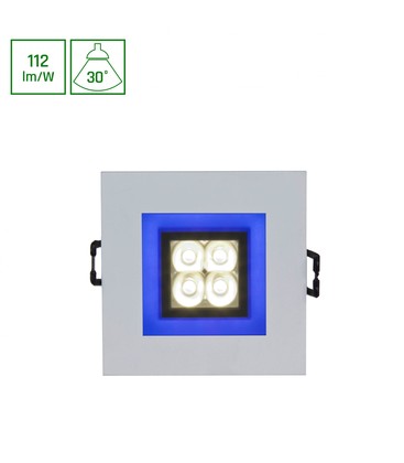 FIALE 4LED 4x1W 30° 230V - Firkantet, Kold hvid, LED, Spot, Blå ramme