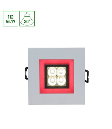 FIALE 4LED 4x1W 30° 230V Firkantet, Kold hvid, LED, Spot, Rød ramme