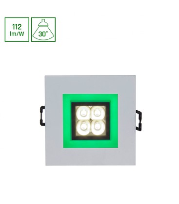 FIALE 4LED 4x1W 30° 230V - Firkantet, Varm hvid, LED, Spot, Grøn ramme