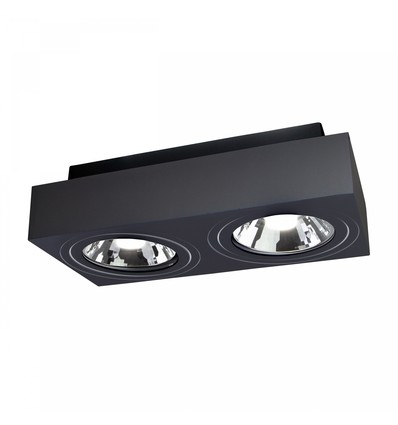 Mirora AR111 X2 dobbelt påbygningsspot - Sort, rektangulær, justerbar, til 2x GU10, 29,3 x 14,5 cm
