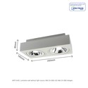 Mirora AR111 Overflade GU10 - 250V, IP20, 293x145x85mm, Hvid, Rektangulær, Justerbar, Spot, Uden Lyskilde.