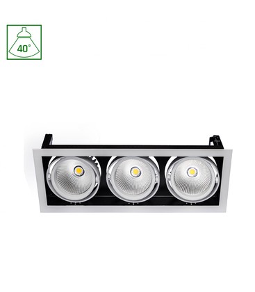 Modern-Dag indbygningsspot 3x1LED COB Citizen 40° 230V 3x27W IP20 varm hvid