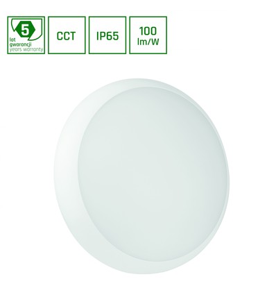 18W NYMPHEA CITY PRO LED loftlampe med sensor - CCT, IP65, IK10, 1800lm, hvid, udendørs/indendørs