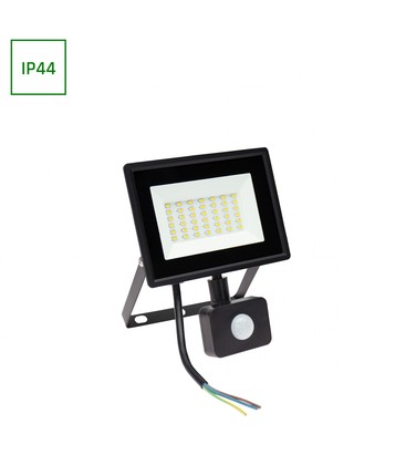 Noctis Lux 3 projektør 30W - kold hvid, 230V, IP44, 150x190x53mm, sort med PIR sensor.