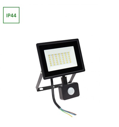 30W LED projektør med sensor - 6000K (Kold hvid), sort
