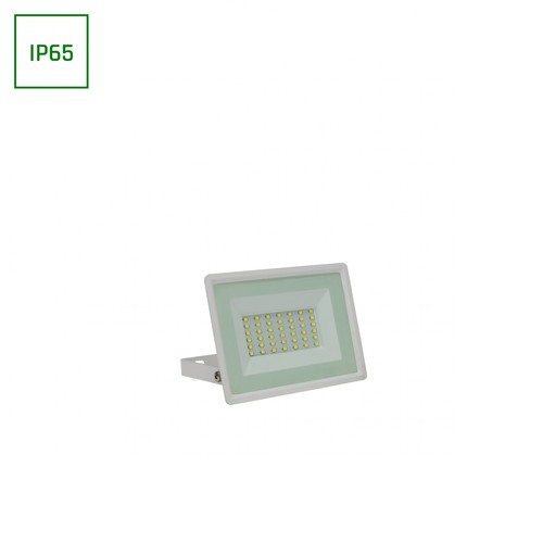 30W LED projektør - 2900lm, IP65, hvidt hus, kold hvid