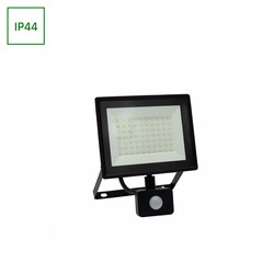 Elmateriel Noctis Lux lyskaster 50W - Varm hvid, 230V, IP44, 180x215x53mm, sort, med PIR sensor