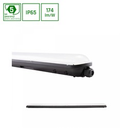 Elmateriel Limea Gigant vandtæt 38W - 1200mm, neutral hvid, 230V, 120°, IP65, IK10, 1190x72x70mm, sort