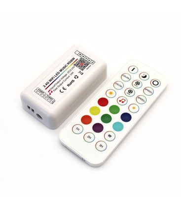 RGB+WW Wifi controller med fjernbetjening - Tuya/Smart Life, Google Home, Alexa og smartphones, 12V (288W), 24V (576W)