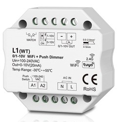 WiFi LEDlife rWave 1-10V Wifi indbygningsdæmper - Tuya/Smart Life, RF, push-dim, LED dæmper, til indbygning