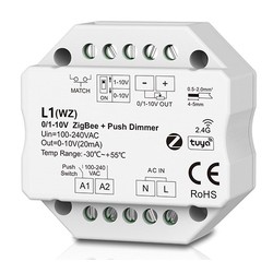 Zigbee LEDlife rWave 1-10V Zigbee indbygningsdæmper - Hue kompatibel, RF, push-dim, LED dæmper, til indbygning