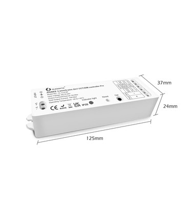 Gledopto Pro 2i1 Zigbee controller - Hue kompatibel, dæmper/CCT, 12V (120W), 24V (240W)