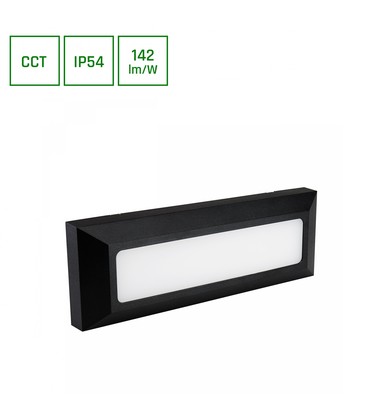 Encanta 6W CCT 230V IP54 230x80x30mm Sort Overflade Facader Lys.