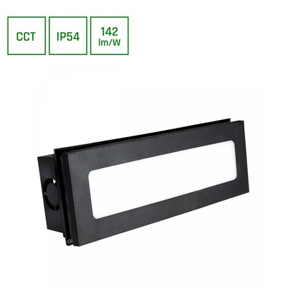 6W nedsænket trappelys CCT - 3 lyskulører, IP54, Sort, 23 x 8,4 x 5,2cm, sort, 230V