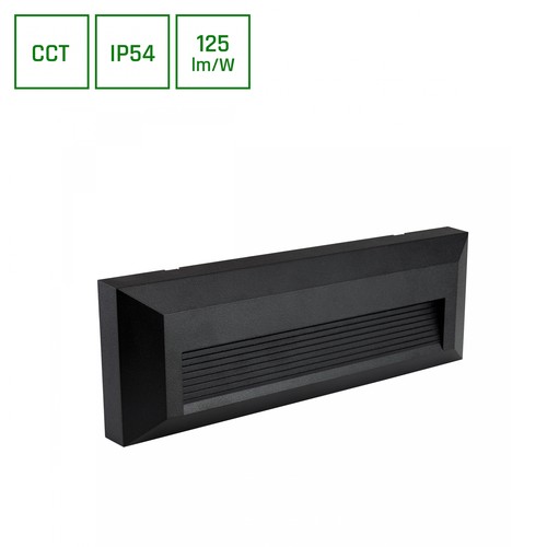 6W Encanta Asymmetric CCT væglampe - IP54, sort, 750lm, 3 lyskulører, facade/udendørs