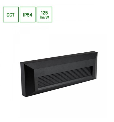 6W Encanta Asymmetric CCT væglampe - IP54, sort, 750lm, 3 lyskulører, facade/udendørs