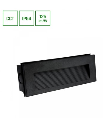 Encanta Asymmetrisk 6W - CCT 230V, IP54, 230x84x52mm, Sort, Nedsænket, Facade Lampe