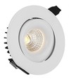 6W Ø9cm indbygningsspot dæmpbar RA90 - 12-24V, Hul: Ø7,5 cm, Mål: Ø9 cm, Hvid kant