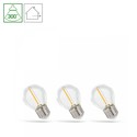 LED Kugle E27 1W - 230V, Kultråd, Varm Hvid, Klar, Spectrum, 3-pak