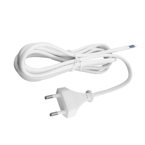 150cm strømkabel, 250V - IP20 indendørs, Hvid, Eurostik og afisolerede ledninger, 6A