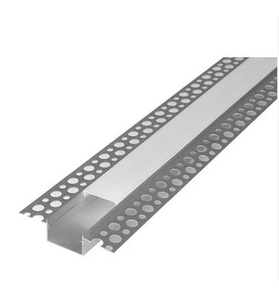 Aluprofil 50x20 til indspartling - 1 meter, hvid, inkl. mælkehvidt cover