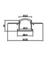 Aluprofil 50x20 til indspartling - 1 meter, sort, inkl. sort cover