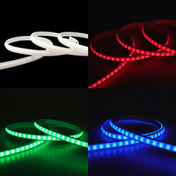 230V RGB 5 meter RGB CLIP-ON vandtæt LED strip - Hvid cover, 230V, 60 LED, 9W pr. meter