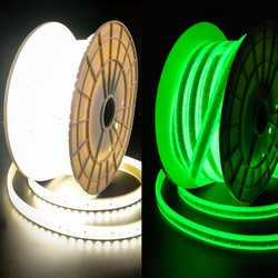 Arbejdsbelysning Selvlysende arbejdslys 15m 230V LED strip - IP67, 180 LED/m, 11W/m, 1000 lm/m, 4000K