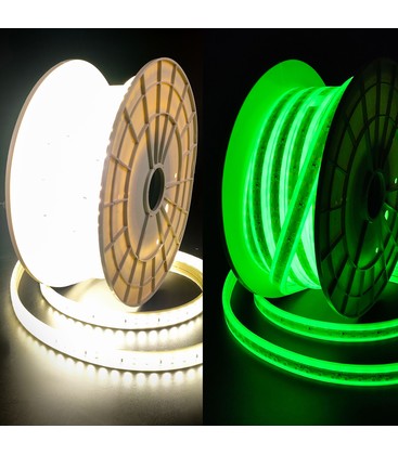 Selvlysende arbejdslys 15m 230V LED strip - IP67, 180 LED/m, 11W/m, 1000 lm/m, 4000K