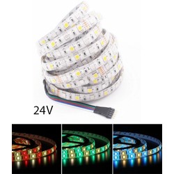 RGB+W LED strip 24V 12W/m RGB+CW LED strip - 5 meter, IP65, 60 LED pr. meter, 24V