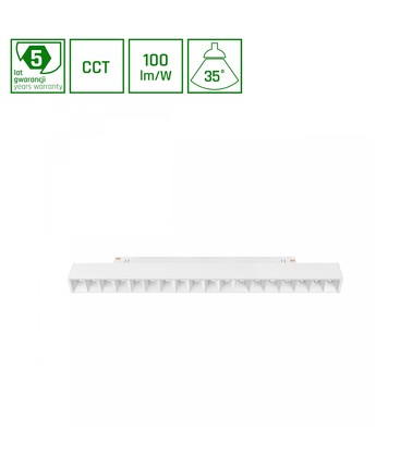 System Shift CCT- Grid M skinne lys 17W - 330x23x42mm, 40°, hvid, CCT switch