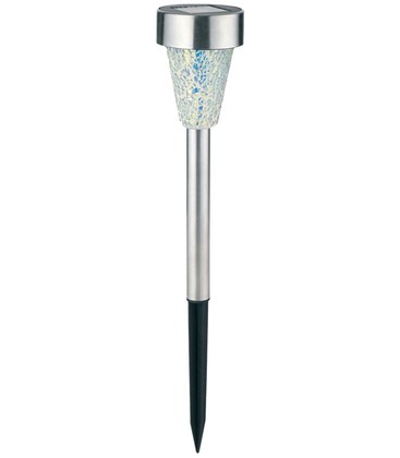 Solcelle havelampe - Mosaik/sølv, med spyd, 40cm høj