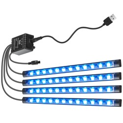 5V / USB LED Strip LED Atmosfærelys til Bilen med Musikstyring - 4x0,225m 5050-12, USB-Drevet, 20-Knaps Controller