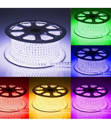 5 meter RGB vandtæt LED strip - 230V, 60 LED, 5W pr. meter!
