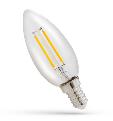 E14 1W LED kertepære - C35, Kultråd, klart glas