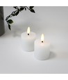 LED Bloklys, 2 stk, flammeeffekt, hvid - 5cm høj, Ø5cm, virker med fjernbetj (ikke inkl.), ægte stearin