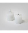 LED Bloklys, 2 stk, flammeeffekt, hvid - 5cm høj, Ø5cm, virker med fjernbetj, ægte stearin