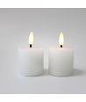 LED Bloklys, 2 stk, flammeeffekt, hvid - 5cm høj, Ø5cm, virker med fjernbetj (ikke inkl.), ægte stearin