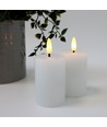 LED Bloklys, 2 stk, flammeeffekt, hvid - 7,5cm høj, Ø5cm, virker med fjernbetj (ikke inkl.), ægte stearin