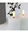 LED Bloklys, 2 stk, flammeeffekt, hvid - 7,5cm høj, Ø5cm, virker med fjernbetj (ikke inkl.), ægte stearin