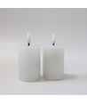 LED Bloklys, 2 stk, flammeeffekt, hvid - 7,5cm høj, Ø5cm, virker med fjernbetj (ikke inkl.), ægte stearin