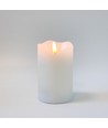 LED Bloklys 12,5cm høj, flammeeffekt, hvid - Ø7,5cm, 12,5cm høj, virker med fjernbetj, timer, ægte stearin