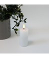 LED Bloklys 10cm høj, flammeeffekt, hvid - Ø5cm, 10cm høj, virker m. fjernbetj (ikke inkl.), timer, ægte stearin
