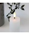 LED Bloklys 10cm høj, flammeeffekt, hvid - Ø5cm, 10cm høj, virker m. fjernbetj (ikke inkl.), timer, ægte stearin
