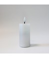 LED Bloklys 10cm høj, flammeeffekt, hvid - Ø5cm, 10cm høj, virker m. fjernbetj (ikke inkl.), timer, ægte stearin