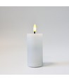 LED Bloklys 10cm høj, flammeeffekt, hvid - Ø5cm, 10cm høj, virker m. fjernbetj (ikke inkl.), timer, ægte stearin