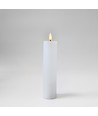 LED Bloklys 20cm høj, flammeeffekt, hvid - Ø5cm, 20cm høj, virker m. fjernbetj (ikke inkl.), timer, ægte stearin